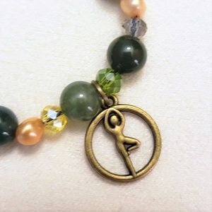 Agate, Pearl & Bronze Tree Yoga Stretch Bracelet